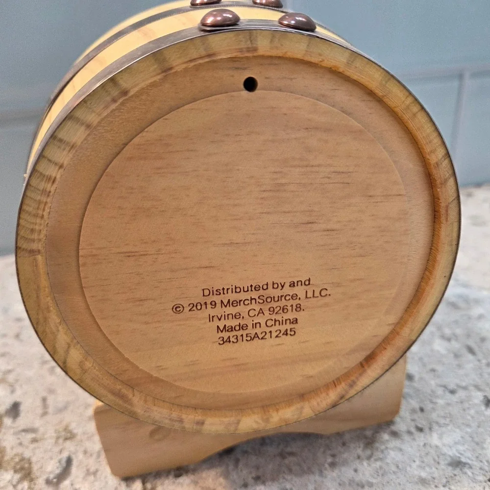 Heritage Collective Wood Whiskey Barrel Dispenser Copper Accents  UNUSED